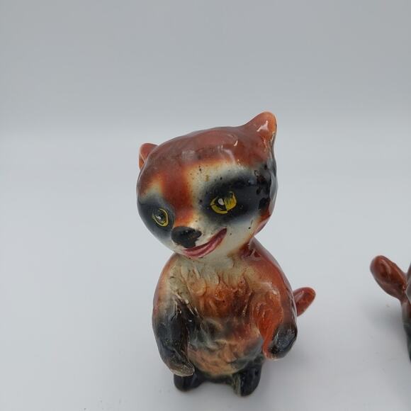 Vintage‎ Ceramic Racoon Salt Pepper Shaker Set Made In Japan - Picture 3 of 7